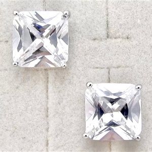 Brilliant 10x10mm 6.00ct Princess Cut Stud Earrings